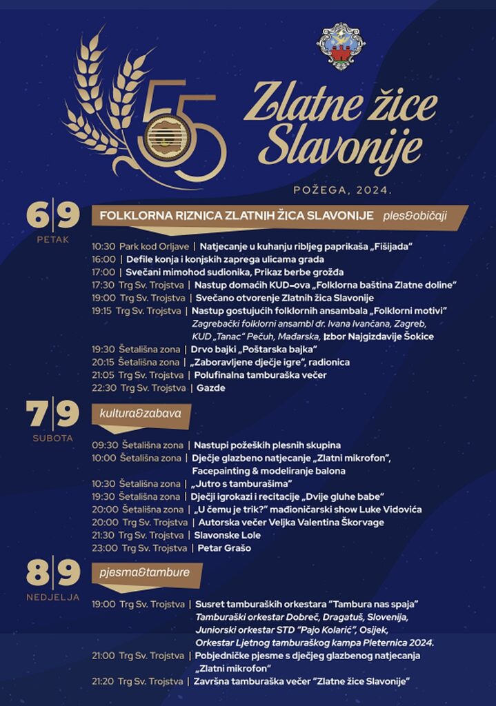 Zlatne žice Slavonije - Najveći festival tamburaške glazbe u Hrvatskoj - Program